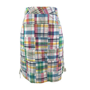 Talbots Skirt size 8 Petite Blue Pink Tartan Plaid Straight Knee Preppy Nautical